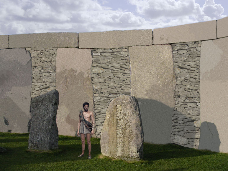 Reconstitution du parement intérieur du monument Stonehenge en Angleterre.